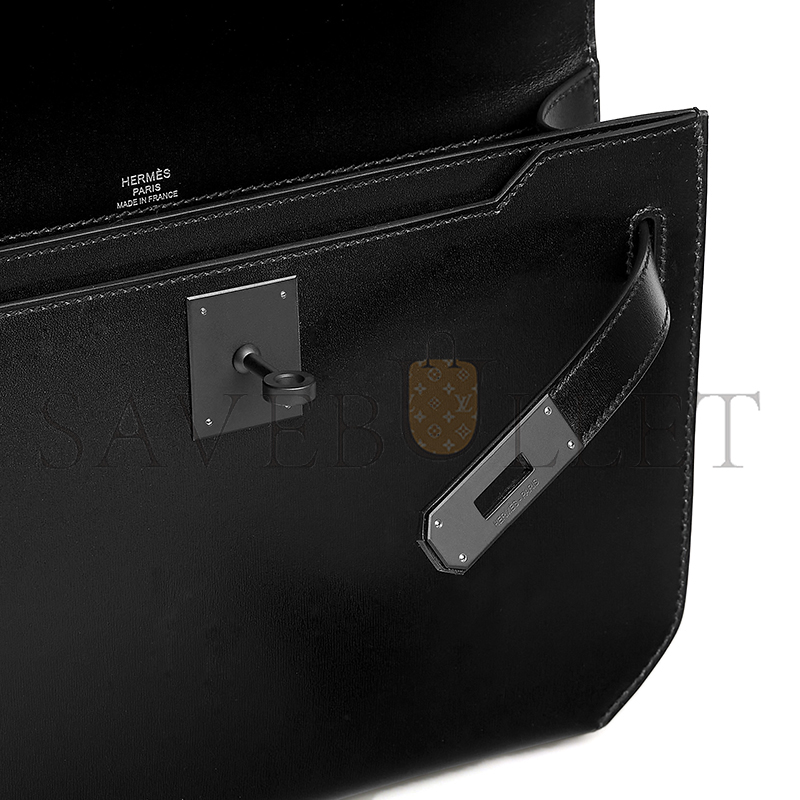 HERMES KELLY DEPECHES 25 MONOCHROME POUCH BOX BLACK PVD H084870CH89 (25*20*4cm)